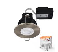 paul russells Dimmable LED Downlights Recessed Ceiling Lights Fire Rated GU10 Spotlights 65-70mm Indoor Down Lights, IP20, 4.5W = 50W Equivalent, Daylight Bulb 6500K, Satin Nickel Bezel, 1 Pack