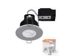paul russells Dimmable LED Downlights Recessed Ceiling Lights, Fire Rated GU10 Spotlights Can, 65-70mm, IP65, 4.5W = 50W Equivalent, Polished Chrome Bezel, Include 6500K Daylight White Bulb, 1 Pack