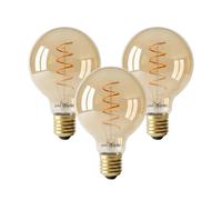 paul russells Dimmable Spiral LED Filament G80 Globe Bulb, Edison Screw E27 4W (25W Equivalent) - 250LM, 1800K Extra Warm White Vintage Amber Light, Decorative Large Globe Cage Lamp - Pack of 3