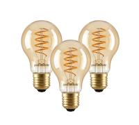 paul russells Dimmable Spiral LED Filament GLS Bulb, E27 4W (25W Equivalent) - 250LM, 1800K Vintage Extra Warm White Amber Light, 330° Beam Angle, Decorative Edison Screw A60 Lamp - Pack of 3