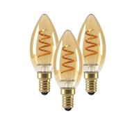 paul russells Dimmable Spiral LED Filament Small Edison Screw Candle Bulb, E14 2.5W (15W Equivalent) - 135LM, 1800K Extra Warm Vintage SES Amber Light, Decorative C35 Chandelier Lamp - Pack of 3