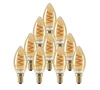 paul russells Dimmable Spiral LED Filament Small Edison Screw Candle Bulb, E14 2.5W (15W Equivalent) - 135LM, 1800K Extra Warm Vintage SES Amber Light, Decorative C35 Chandelier Lamp - Pack of 10
