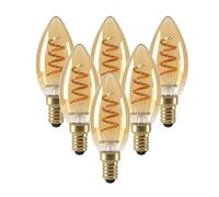 paul russells Dimmable Spiral LED Filament Small Edison Screw Candle Bulb, E14 2.5W (15W Equivalent) - 135LM, 1800K Extra Warm Vintage SES Amber Light, Decorative C35 Chandelier Lamp - Pack of 6