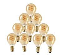 paul russells Dimmable Spiral LED Filament Small Edison Screw Golf Ball Bulb, E14 2.5W (15W Equivalent) - 135LM, 1800K Extra Warm SES Amber Light, G45 Decorative Vintage Lamp - Pack of 10