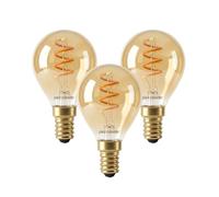 paul russells Dimmable Spiral LED Filament Small Edison Screw Golf Ball Bulb, E14 2.5W (15W Equivalent) - 135LM, 1800K Extra Warm SES Amber Light, G45 Decorative Vintage Lamp - Pack of 3