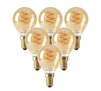paul russells Dimmable Spiral LED Filament Small Edison Screw Golf Ball Bulb, E14 2.5W (15W Equivalent) - 135LM, 1800K Extra Warm SES Amber Light, G45 Decorative Vintage Lamp - Pack of 6