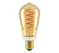 paul russells Dimmable Spiral LED Filament ST64 Edison Screw Bulb, E27 4W (25W Equivalent) - 250LM, 1800K Vintage Extra Warm Amber Light, 330° Beam Angle, Retro Cage Decorative Lamp - Pack of 1