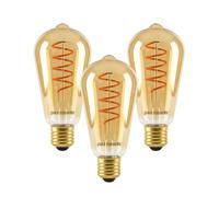 paul russells Dimmable Spiral LED Filament ST64 Edison Screw Bulb, E27 4W (25W Equivalent) - 250LM, 1800K Vintage Extra Warm Amber Light, 330° Beam Angle, Retro Cage Decorative Lamp - Pack of 3