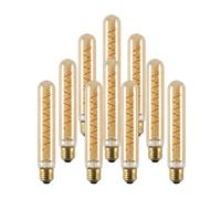 paul russells Dimmable Spiral LED Filament T32 Tube Bulb, E27 4W (25W Equivalent) - 250LM, 1800K Vintage Amber Light, 330° Beam Angle, Slim Decorative Edison Screw Long Tube Lamp - Pack of 10