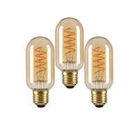 paul russells Dimmable Spiral LED Filament T45 Bulb, E27 Edison Screw 4W (25W Equivalent) - 250LM, 1800K Vintage Amber Light, Smooth Dimming, 330° Beam Angle, Decorative Cage Lightbulb - Pack of 3