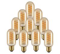 paul russells Dimmable Spiral LED Filament T45 Bulb, E27 Edison Screw 4W (25W Equivalent) - 250LM, 1800K Vintage Amber Light, Smooth Dimming, 330° Beam Angle, Decorative Cage Lightbulb - Pack of 10