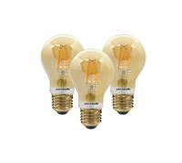 paul russells E27 Edison Screw LED Filament - 4.5Watt 35W Equivalent 400LM Lumens 2200K ES Standard GLS A60 - Amber Bright Energy Saving Light Non-Dimmable - Extra Warm White Bulbs - Pack of 3