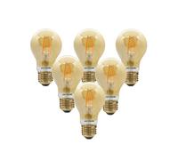 paul russells E27 Edison Screw LED Filament - 4.5Watt 35W Equivalent 400LM Lumens 2200K ES Standard GLS A60 - Amber Bright Energy Saving Light Non-Dimmable - Extra Warm White Bulbs - Pack of 6