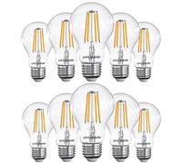 paul russells E27 Edison Screw LED Filament - 7Watt 60W Equivalent 806LM Lumens 2700K ES Standard GLS A60 - Super Bright Energy Saving Light Non-Dimmable - Warm White Bulbs - Pack of 10