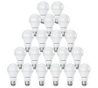 paul russells E27 Edison Screw LED Light, 13W = 100W Equivalent Bulbs, 1521 Lumens, 4000K Standard ES A60 LED GLS, Natural Large Energy Saving Non-Dimmable Lightbulbs, Cool White Frosted, Pack of 20