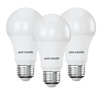 paul russells E27 Edison Screw LED Light, 13W = 100W Equivalent Bulbs, 1521LM Lumens, 6500K Standard ES A60 LED GLS - Bright Large Energy Saving Non-Dimmable Lightbulbs, Daylight Frosted, Pack of 3