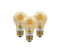 Paul Russells E27 Led Filament A60 Bulb, 7W 50W Eq, 680Lm, 2200K Amber, Non-Dimmable, Extra Warm White, 3 Pack