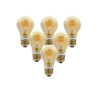 Paul Russells E27 Led Filament A60 Bulb, 7W 50W Eq, 680Lm, 2200K Amber, Non-Dimmable, Extra Warm White, 6 Pack