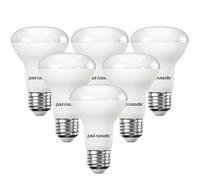 paul russells E27 Spotlight 8W LED Reflector R63 Light Edison Screw, 40w Equivalent Bulb, 710 Lumen, 2700K Warm White, Frosted 120° Beam Angle ES Energy Saving Lightbulbs, Pack of 6