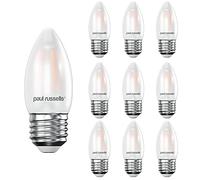 paul russells Edison Screw LED Filament Pearl Frosted Candle E27 Light, 25w Equivalent Replacement 2.5W 250LM 2700K Warm White C35 Bulbs, Ceiling Fittings Chandelier Energy Saving Lamps, Pack of 10