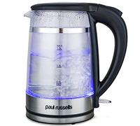 Paul Russells Electric Kettle, Quiet fast Boil, Double Layer Glass,3000W 1.5L with Blue LED, Boil-Dry Protection, Stainless Steel plate, Fast Boil Hot water dispenser, Instant Kettle, Black