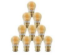 Paul Russells G45 Led Filament Golf Ball B22 Bulb, 4.5W 35W Eq, 400Lm, 2200K Extra Warm White, 10 Pack