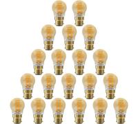 Paul Russells G45 Led Filament Golf Ball B22 Bulb, 4.5W 35W Eq, 400Lm, 2200K Extra Warm White, 20 Pack