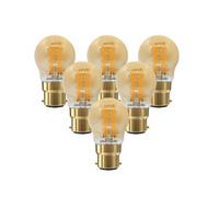 Paul Russells G45 Led Filament Golf Ball B22 Bulb, 4.5W 35W Eq, 400Lm, 2200K Extra Warm White, 6 Pack