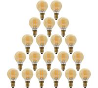 Paul Russells G45 Led Filament Golf Ball E14 Bulb, 4.5W 35W Eq, 400Lm, 2200K Extra Warm White, 20 Pack