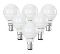 paul russells LED Light Small Bayonet Cap B15d, 60w Equivalent, 6.5W 806LM LED Bulbs, 2700K Bright Warm White, Mini Globe Frosted G45 SBC Golf Ball Energy Saving (Not Dimmable) Lightbulbs, 6 Pack