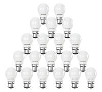 paul russells LED Light Bayonet Cap B22, 60w Equivalent, 6.5W 806 Lumens LED Bulbs, 6500K Bright Daylight, Mini Globe Frosted G45 BC Golf Ball Energy Saving (Not Dimmable) Lightbulbs, Pack of 20