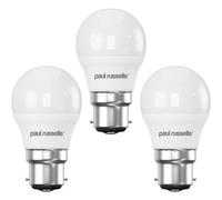 Paul Russells G45 Led Mini Globe B22 Bulb, 6.5W 60W Eq, 806Lm, 6500K Daylight, Frosted, Non-Dimmable, 3 Pack