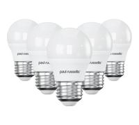 Paul Russells G45 Led Mini Globe E27 Bulb, 4.9W 40W Eq, 470Lm, 2700K Warm White, Frosted, Non-Dimmable, 5 Pack