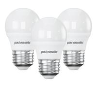 Paul Russells G45 Led Mini Globe E27 Bulb, 6.5W 60W Eq, 806Lm, 2700K Warm White, Frosted, Non-Dimmable, 3 Pack