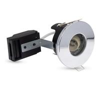 paul russells LED GU10 Recessed Ceiling Fire Rated Downlight Can with Polished Chrome Bezel, 65-70mm Cutout, IP65 Dust & Waterproof, Twist & Lock Design, Quick Connect, Décor Rooms, 1 Pack (NO Bulb)