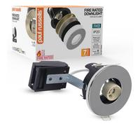 paul russells LED GU10 Recessed Ceiling Fire Rated Downlight Can with Polished Chrome Bezel, IP20, Twist & Lock Design, 65-70mm Cutout, Quick Connection, Decor for Rooms, Hallways, 1 Pack (No Bulb)