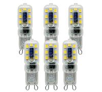 paul russells LED Bulbs, 2.2W, Daylight 6500K, 200LM, Equivalent to 20W G9 Halogen Bulbs, Non-Dimmable, Energy Saving G9 Bi-Pin Capsule Bulb, for Home Lighting Chandelier Lamp Decor, 6 Packs