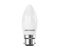 paul russells LED Candle - Dimmable Bayonet Fitting Light, 5.5W 470 LM B22 C37 LED Bulbs, 40w Equivalent, 2700K Warm White, Dimmer BC Energy Saving Ceiling Lightsbulbs, Pack of 1