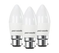 Paul Russells Led Candle Dimmable Bulb Bayonet Cap Bc B22, 5.5W 470Lumens C37, 40W Equivalent, 2700K Warm White Light, Pack Of 3