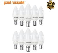 Paul Russells Led Candle Dimmable Bulb Small Bayonet Cap Sbc B15D, 5.5W 470Lumens C37 40W Equivalent, 2700K Warm White, Pack Of 10