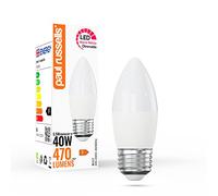 paul russells LED Candle - Dimmable Edison Screw Light, 5.5W 470 LM E27 C37 LED Bulbs, 40w Equivalent, 2700K Warm White, Dimmer ES Energy Saving Ceiling Lightsbulbs, Pack of 1