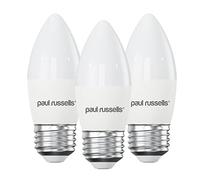 paul russells LED Candle - Dimmable Edison Screw Light, 5.5W 470 LM E27 C37 LED Bulbs, 40w Equivalent, 2700K Warm White, Dimmer ES Energy Saving Ceiling Lightsbulbs, Pack of 3