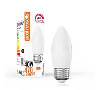 paul russells LED Candle - Dimmable Edison Screw Light, 5.5W 470 LM E27 C37 LED Bulbs, 40w Equivalent, 4000K Cool White/Natural White, Dimmer ES Energy Saving Ceiling Lightsbulbs, Pack of 1