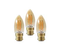 paul russells LED Candle Filament Light - 2.5W 20W Equivalent Replacement, 200LM Lumens, 2200K Extra Warm White, BC B22 Bayonet Cap C35 Bulbs - Energy Saving Non-Dimmable Lamps - 3 Pack