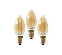 paul russells LED Candle Filament Light - 2.5W 20W Equivalent Replacement, 200LM Lumens, 2200K Extra Warm White, SES E14 Small Edison Screw C35 Bulbs - Energy Saving Non-Dimmable Lamps - 3 Pack