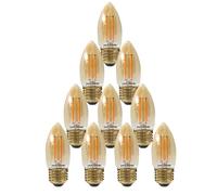 paul russells LED Candle Filament Light - 2.5W 20W Equivalent Replacement, 200LM Lumens, 2200K Extra Warm White, ES E27 Edison Screw C35 Bulbs - Energy Saving Non-Dimmable Lamps - Pack of 10