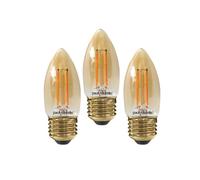 paul russells LED Candle Filament Light - 2.5W 20W Equivalent Replacement, 200LM Lumens, 2200K Extra Warm White, ES E27 Edison Screw C35 Bulbs - Energy Saving Non-Dimmable Lamps - Pack of 3