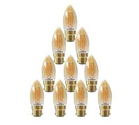 paul russells LED Candle Filament Light - 2.5W 20W Equivalent Replacement, 200LM Lumens, 2200K Extra Warm White, BC B22 Bayonet Cap C35 Bulbs - Energy Saving Non-Dimmable Lamps - Pack of 10