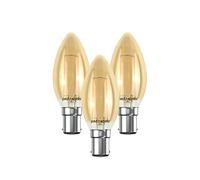 paul russells LED Candle Filament Light - 2.5W 20W Equivalent Replacement, 200LM Lumens, 2200K Extra Warm White, SBC B15 Small Bayonet Cap C35 Bulbs - Energy Saving Non-Dimmable Lamps - Pack of 3