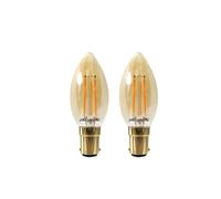 paul russells LED Candle Filament Light - 2.5W 20W Equivalent Replacement, 200LM Lumens, 2200K Extra Warm White, SBC B15 Small Bayonet Cap C35 Bulbs - Energy Saving Non-Dimmable Lamps - 2 Pack